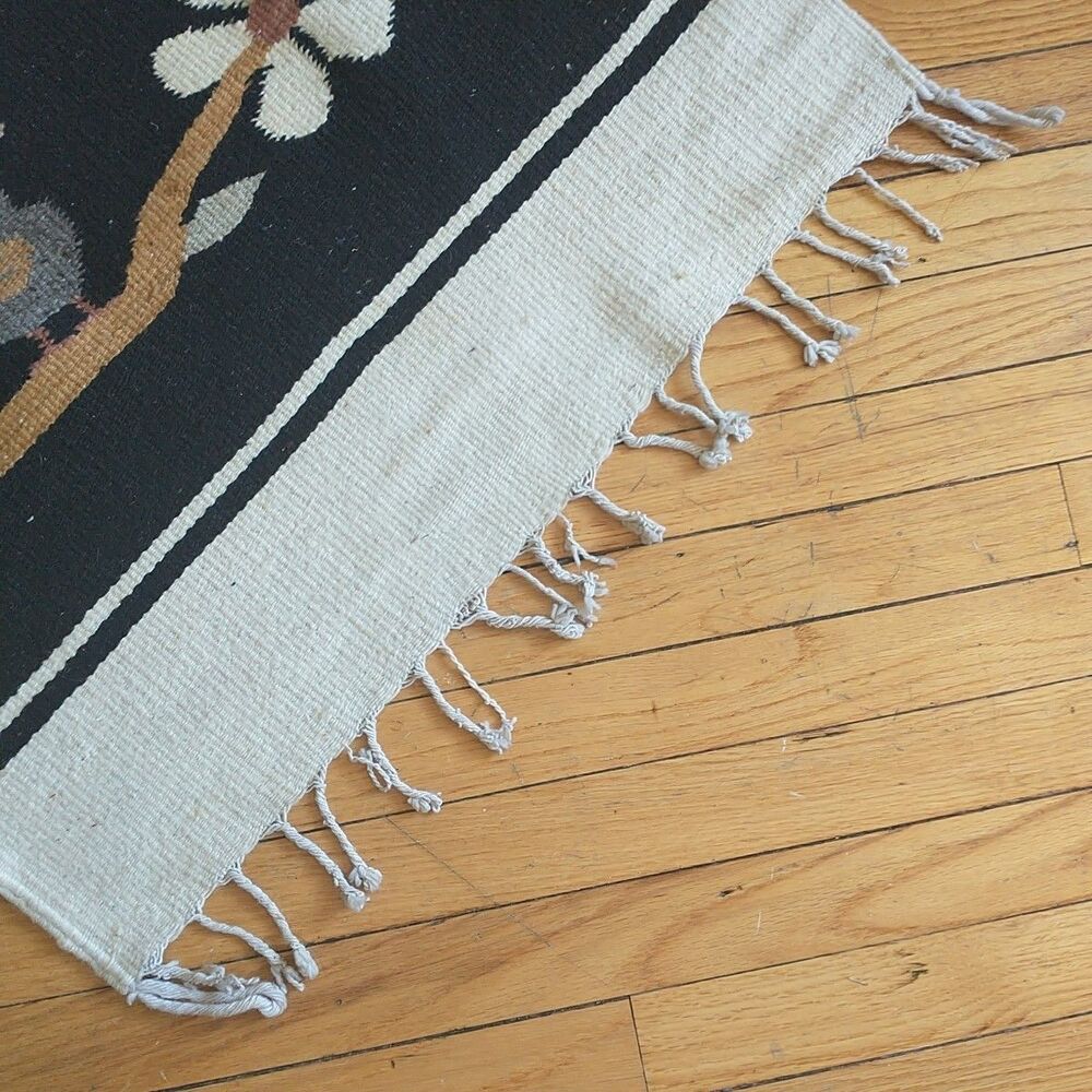 Vtg Zapotec Mexican Tapestry Wall Hanging Birds Wool Hand Woven Southwest 26x59" - Picture 9 of 12